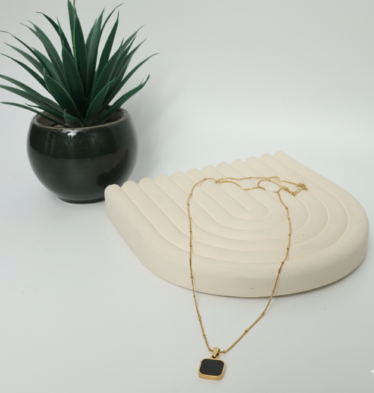 Midnight Frame β Black & Gold Pendant Necklace Stainless Steel