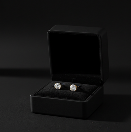 Golden Glow Diamond Studs Luxe Radiance Earrings Aurora Spark Studs Stainless Steel