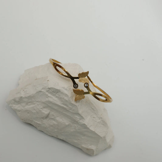 Gold Plated Butterfly Cuff Bracelet with Cubic Zirconia