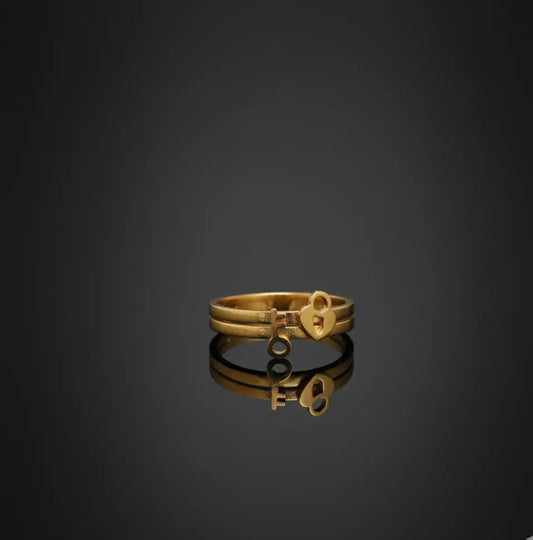 Gold Toned Heart and Key Ring