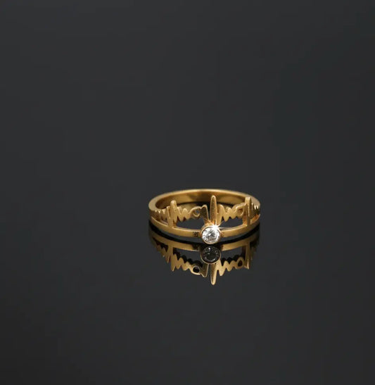 Heartbeat Ring with Diamond-Style Cubic Zirconia