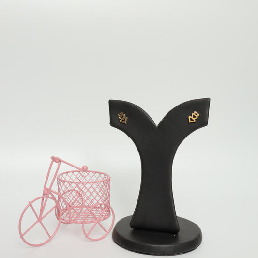 Gold Plated Heart Drop Stud Earrings Stainless Steel