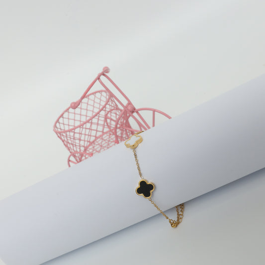 Gold Plated Two-Tone Clover Necklace Stainless Steel