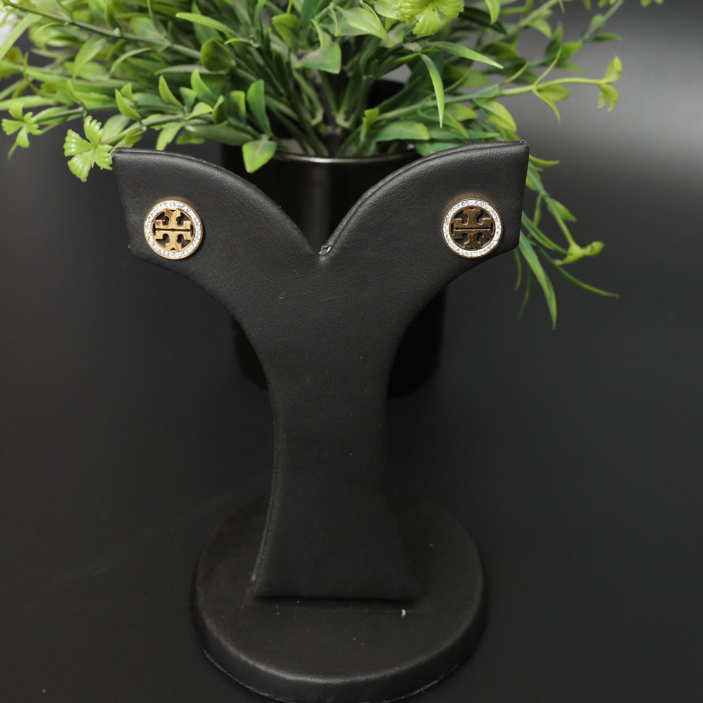 Classic Gold Stud Earrings with Cubic Zirconia Stainless Steel