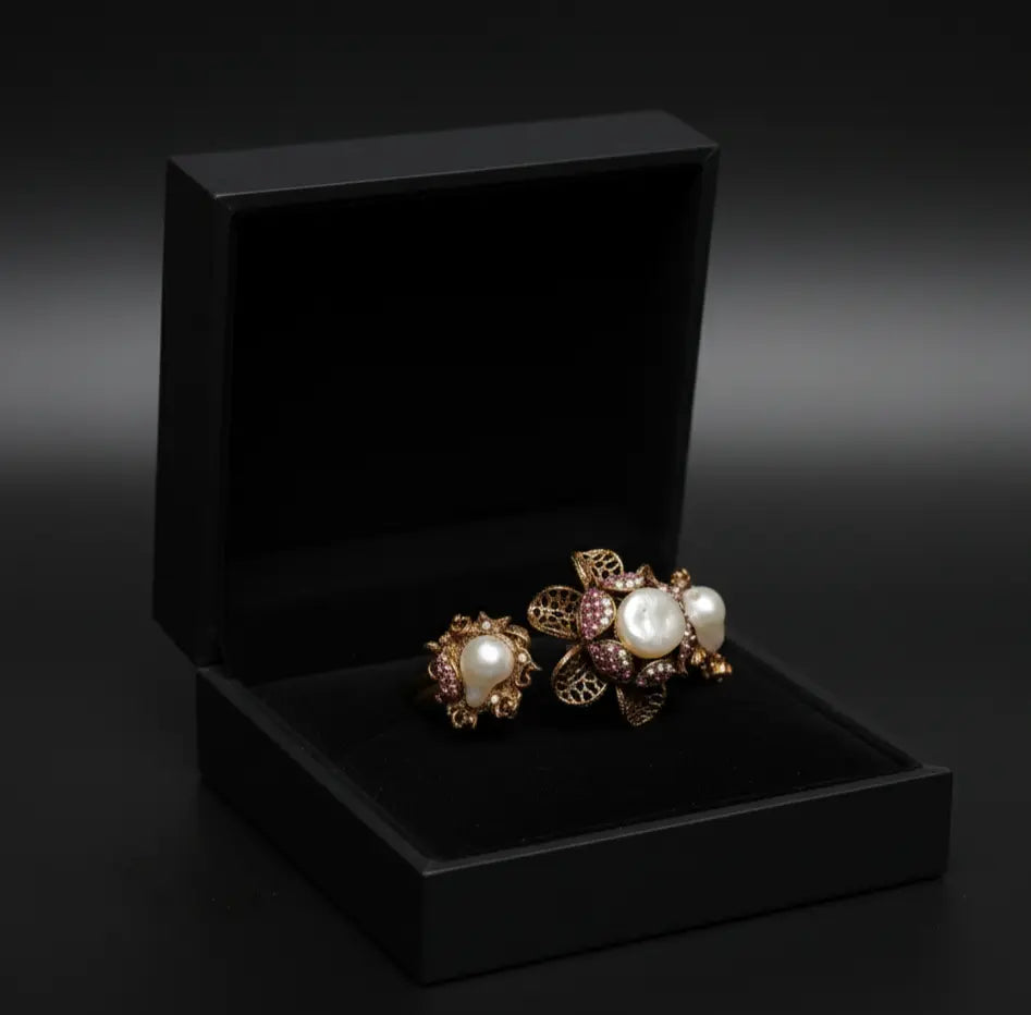 Rhinestone Flower & Pearl Turkish Design