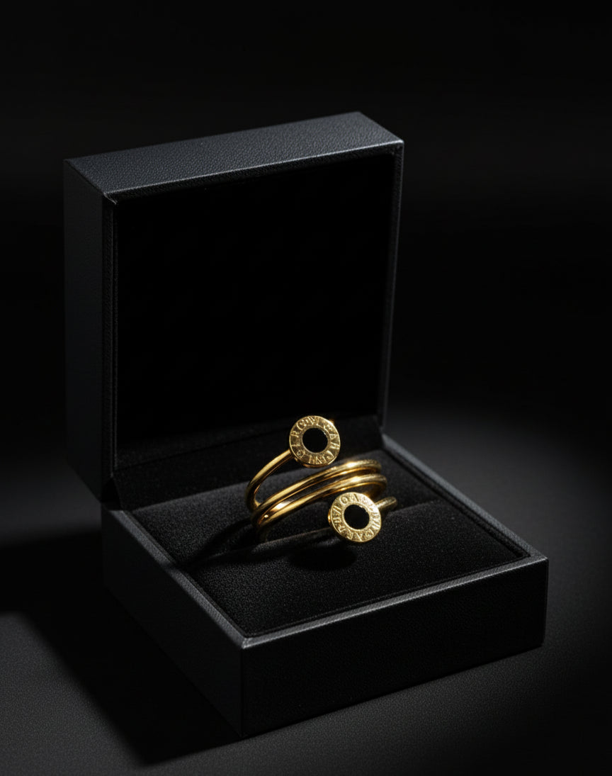 Stainless Steel Luna Noir Spiral Elegance Ring