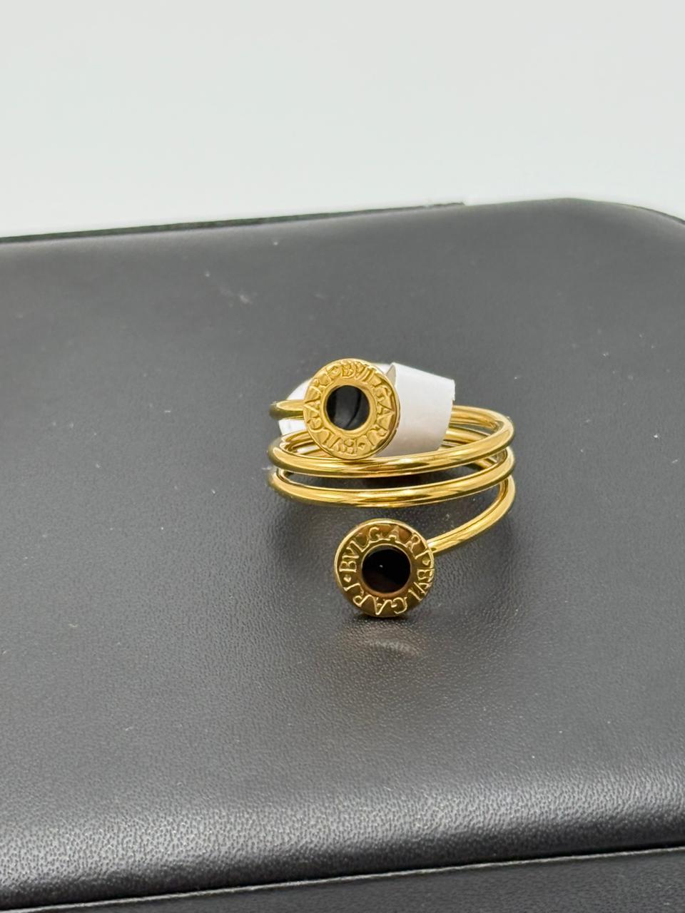 Stainless Steel Luna Noir Spiral Elegance Ring