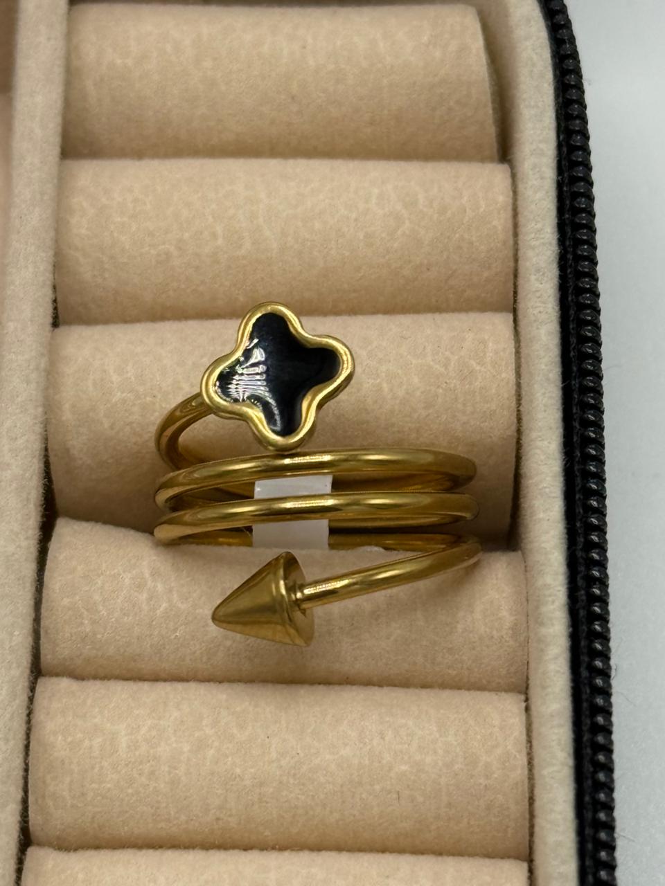 Stainless Steel Elysian Twist Clover Gold Ring Stainless Steel