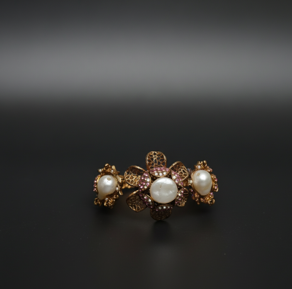 High-Polish Gold Toned Hinged Bangle