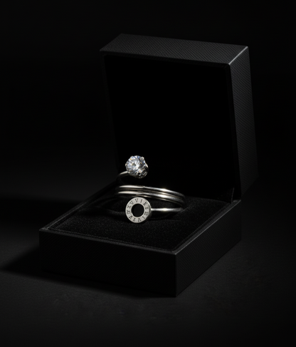 Stainless Steel Eterna Luxe Roman Solitaire Ring