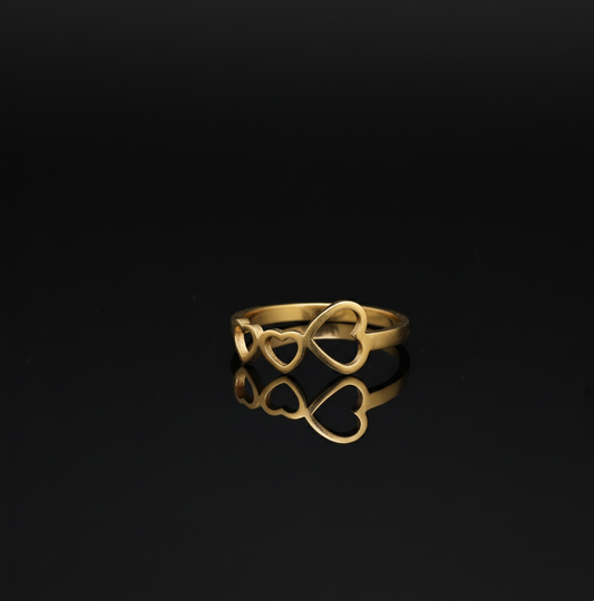 Gold Toned Open Heart  Ring - Minimalist Fashion Jewelry Gift  Stainless Steel