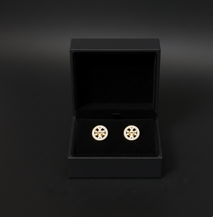 Classic Gold Stud Earrings with Cubic Zirconia  Stainless Steel