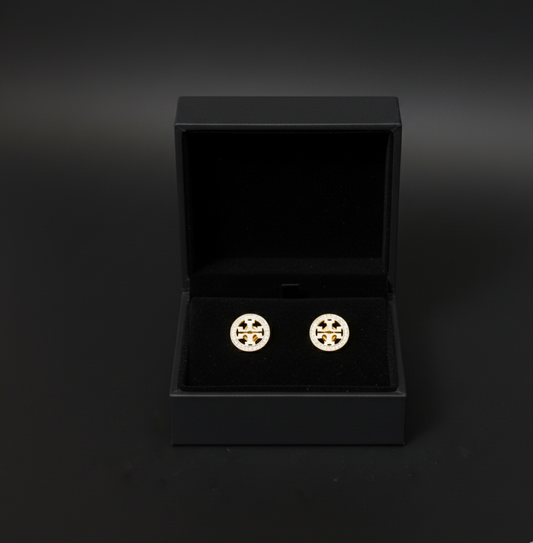Classic Gold Stud Earrings with Cubic Zirconia  Stainless Steel