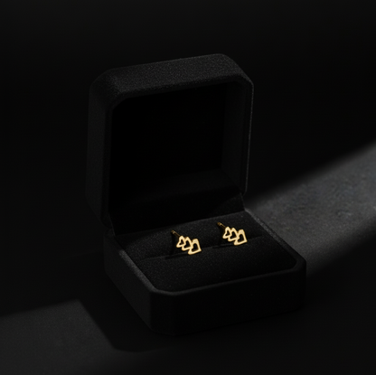 Gold Plated Heart Drop Stud Earrings  Stainless Steel