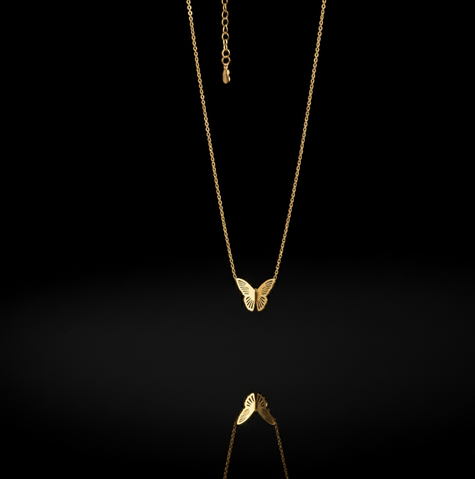 Golden Butterfly Charm Necklace Butterfly Glow Chain  Stainless Steel