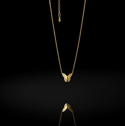 Golden Butterfly Charm Necklace Butterfly Glow Chain  Stainless Steel