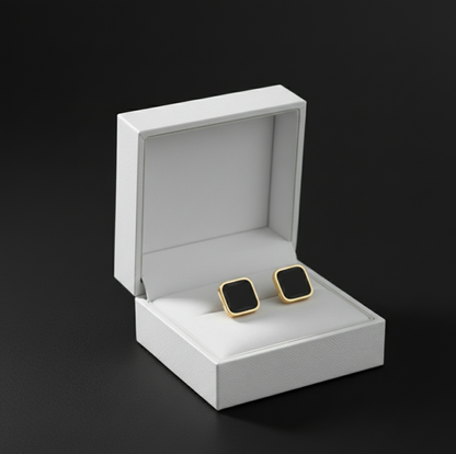 Midnight Square Studs Noir Edge Earrings Black Luxe Minimal Stud Earrings  Stainless Steel