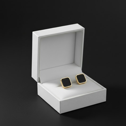 Midnight Square Studs Noir Edge Earrings Black Luxe Minimal Stud Earrings  Stainless Steel