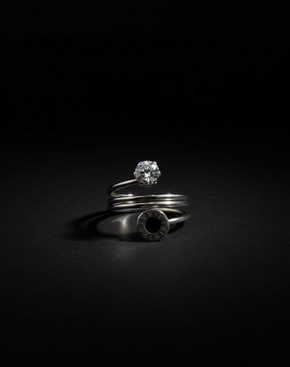 Stainless Steel Eterna Luxe Roman Solitaire Ring