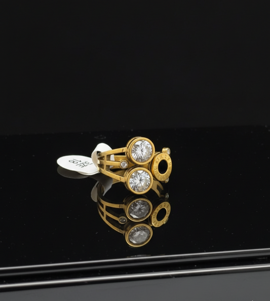 Aurora Luxe Roman Twin Diamond Ring  Stainless Steel