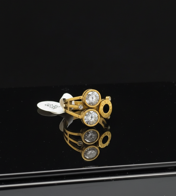 Aurora Luxe Roman Twin Diamond Ring  Stainless Steel