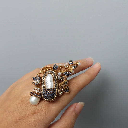 Blue Rhinestone Turkish Ring