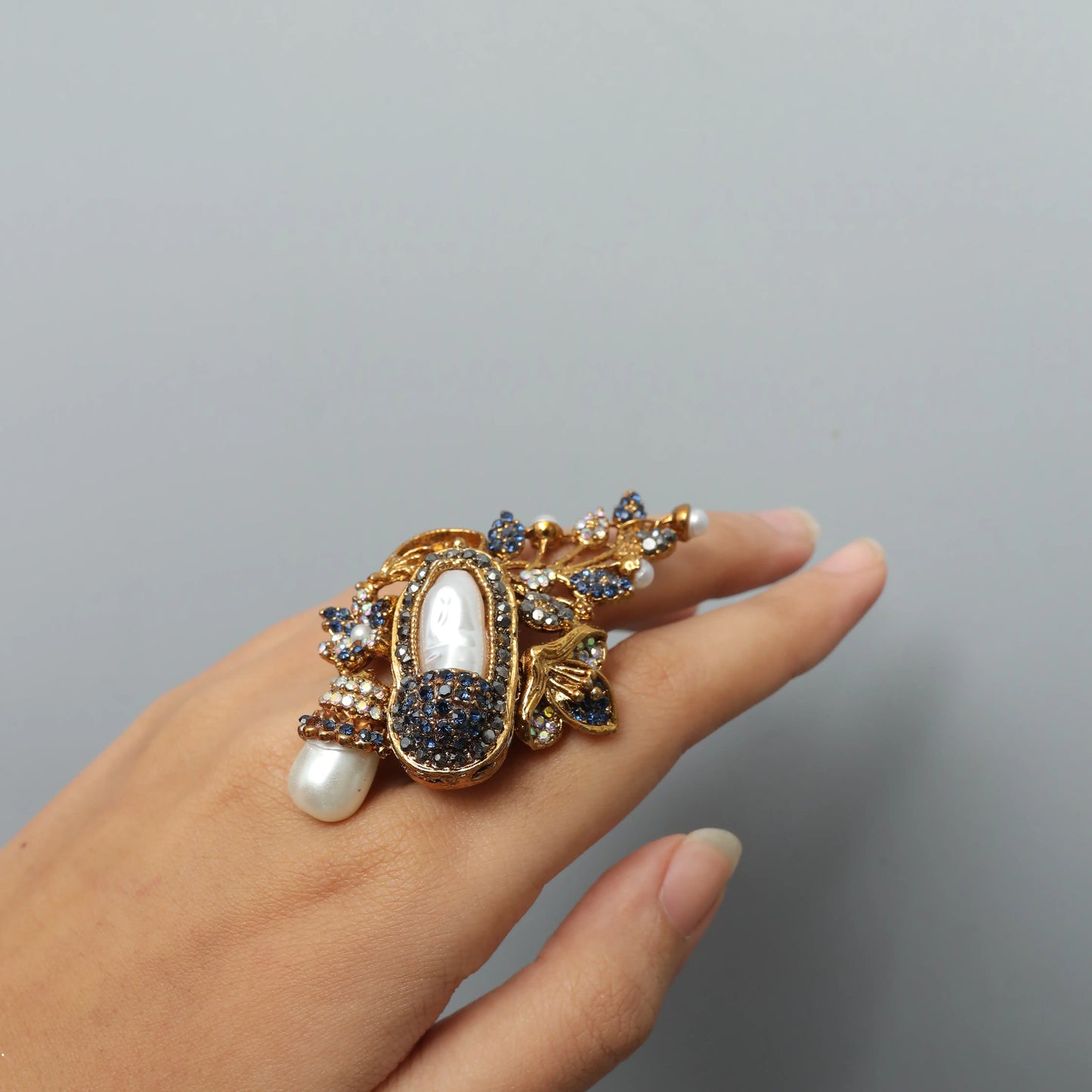 Blue Rhinestone Turkish Ring