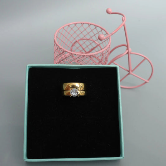 Cubic Zirconia Engagement & Wedding Gold Couple Ring