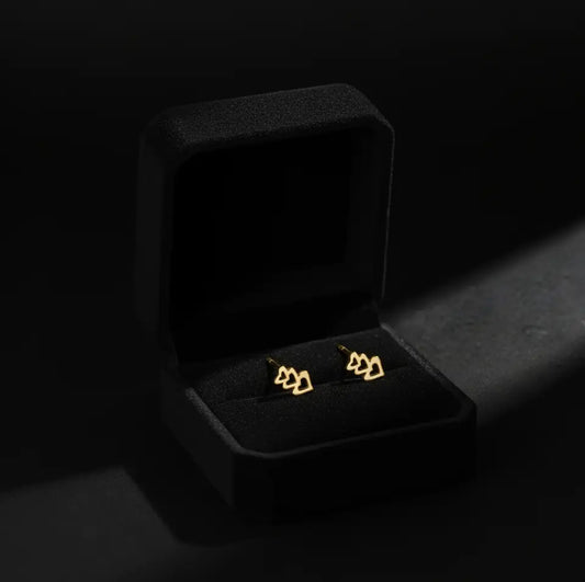 Gold Plated Heart Drop Stud Earrings Stainless Steel