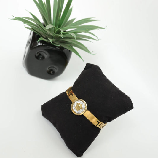Gold Plated Medusa Head Cuff Bracelet Stainless Steel