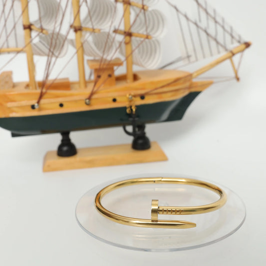 Gold Plated Nail Bangle Bracelet Stainless Steel