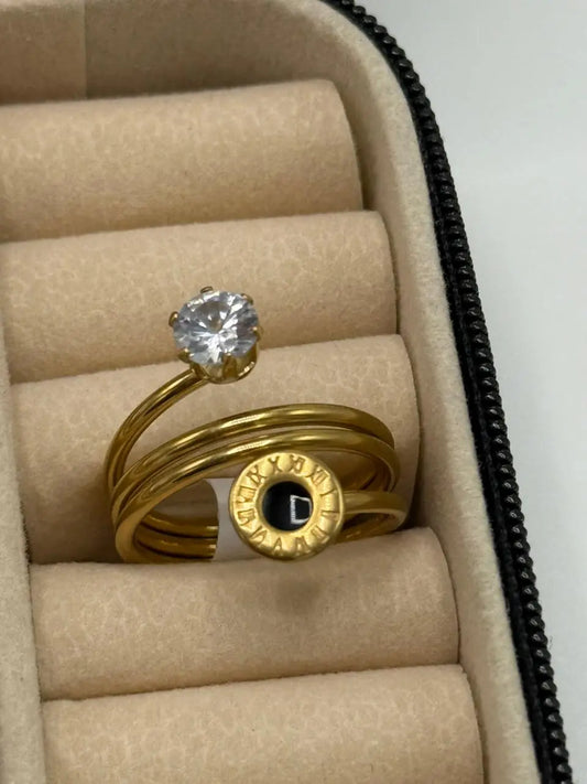 Gold Silver Solitaire Ring