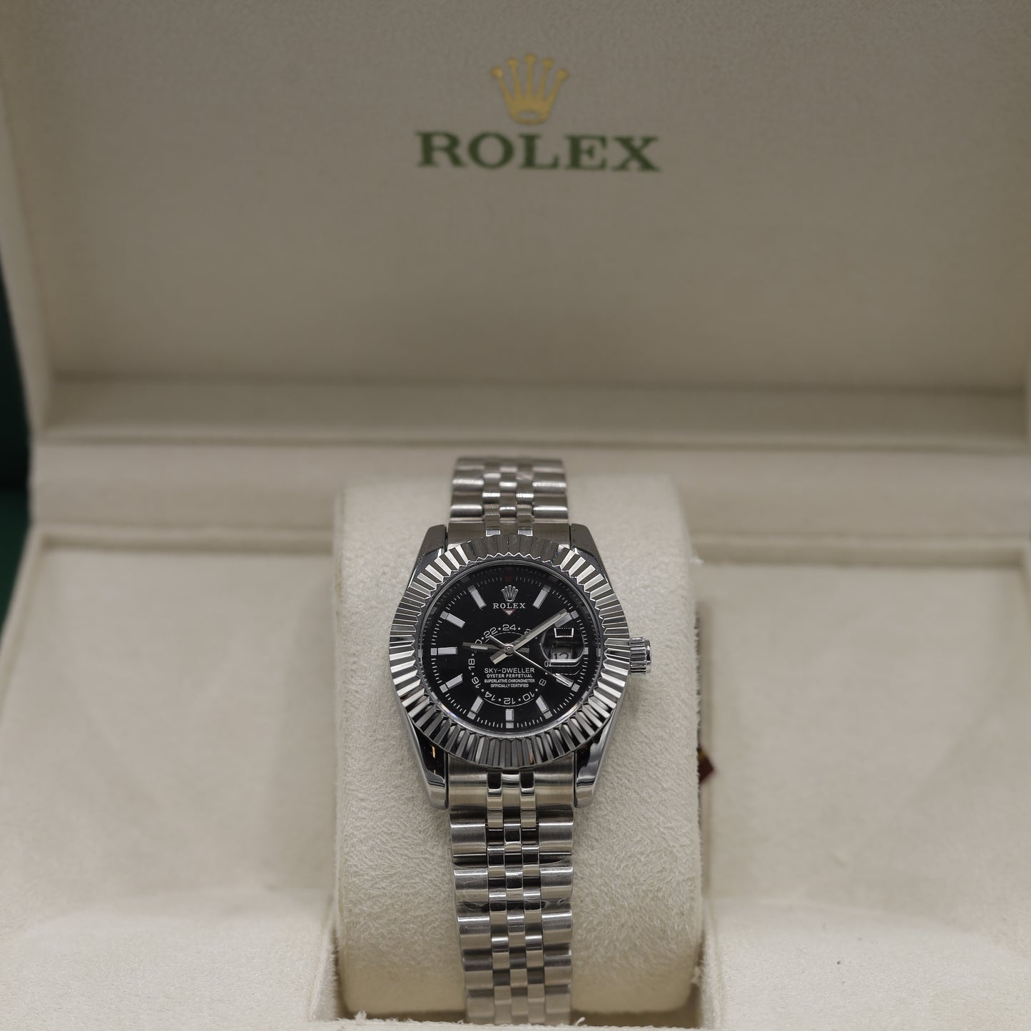 Rolex Sky-Dweller White Rolesor Black Dial Jubilee Watch