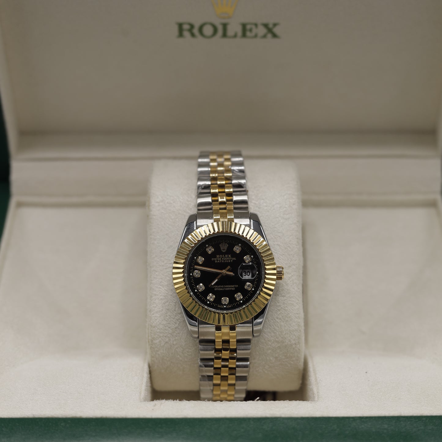 Women's Rolex Datejust Gold & Steel Fluted Bezel Diamond Watch
