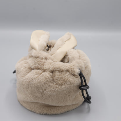 Faux Fur Drawstring Bucket Bag with Ears