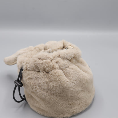 Faux Fur Drawstring Bucket Bag with Ears