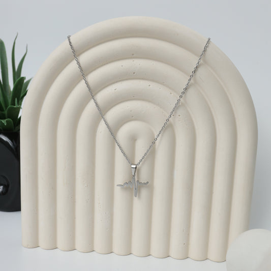 Sterling Silver Heartbeat EKG Necklace  Stainless Steel