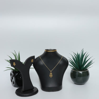 Gold Plated Triple Heart Necklace & Earrings Set  Stainless Steel