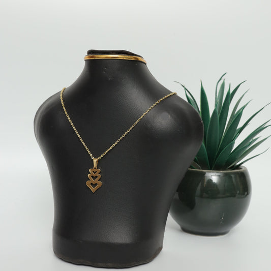 Gold Plated Triple Heart Necklace  Stainless Steel