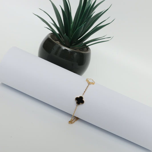 Gold Plated Two-Tone Clover Necklace  Stainless Steel