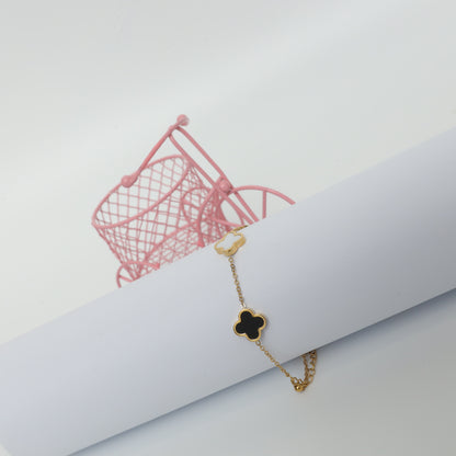 Gold Plated Two-Tone Clover Necklace  Stainless Steel