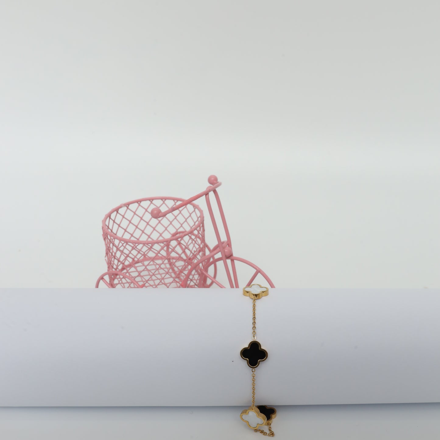 Gold Plated Two-Tone Clover Necklace  Stainless Steel