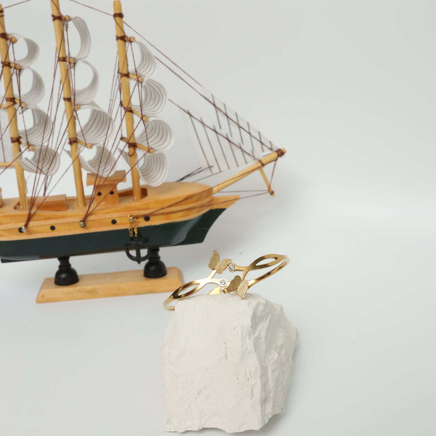 Gold Plated Butterfly Cuff Bracelet with Cubic Zirconia