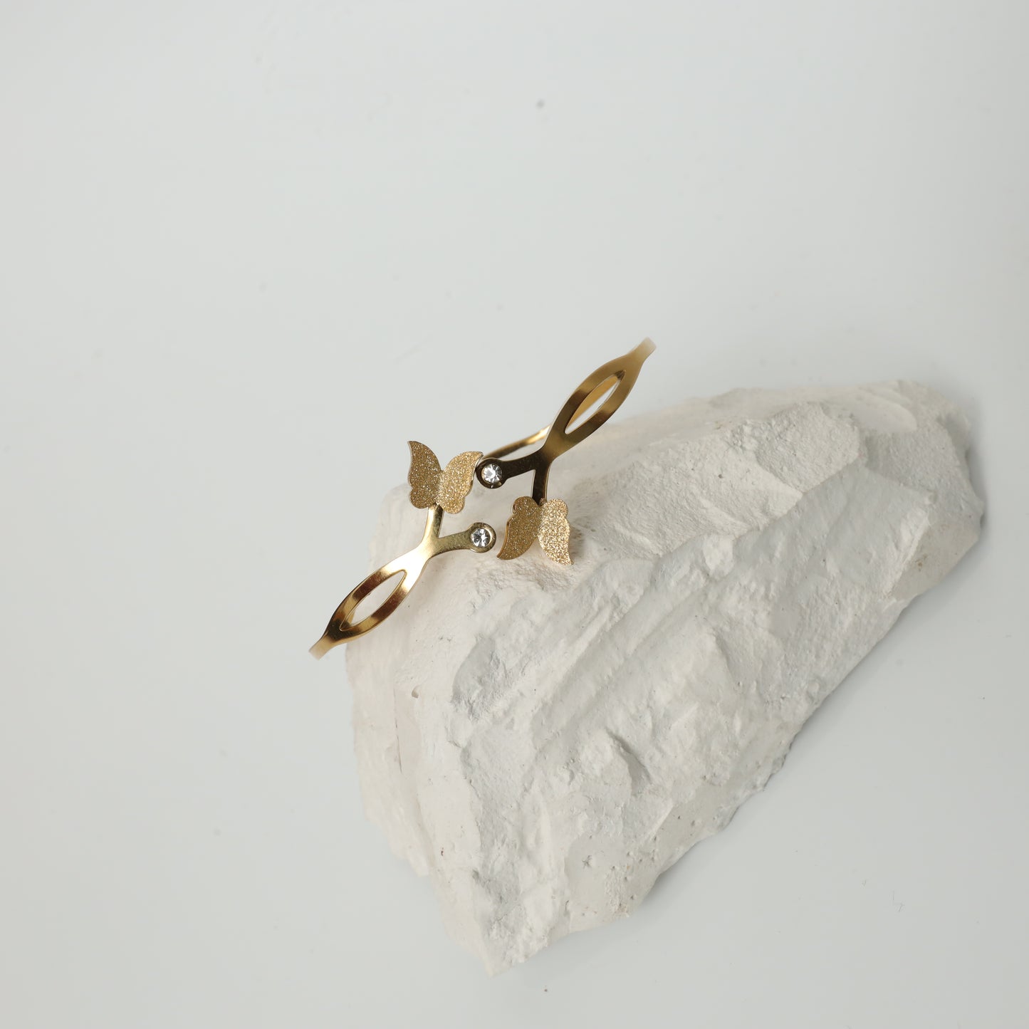 Gold Plated Butterfly Cuff Bracelet with Cubic Zirconia
