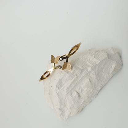 Gold Plated Butterfly Cuff Bracelet with Cubic Zirconia