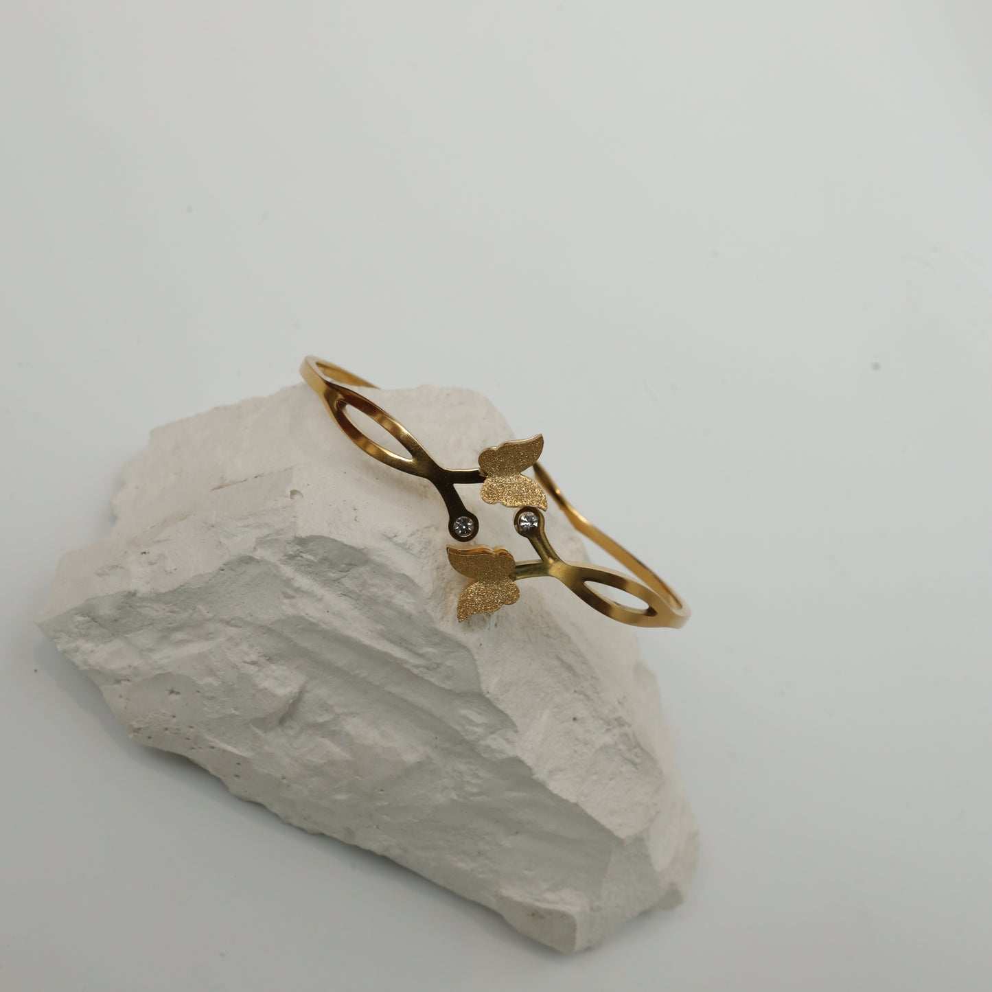 Gold Plated Butterfly Cuff Bracelet with Cubic Zirconia