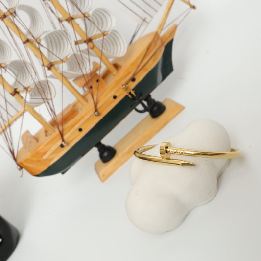 Gold Plated Nail Bangle Bracelet  Stainless Steel