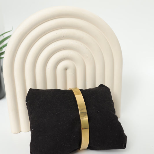 Polished Gold Plated Bangle Bracelet  Stainless Steel