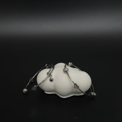 Sterling Silver Heart & Cubic Zirconia Bangles  Stainless Steel