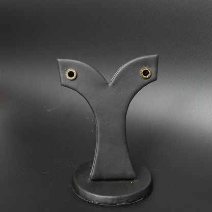 Gold Plated Black Enamel Stud Earrings  Stainless Steel